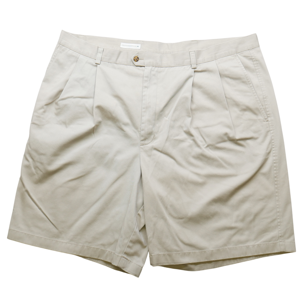 Cutter & Buck Shorts Mens Size 46 Classic Beige Flat Front Logo Back Pocket